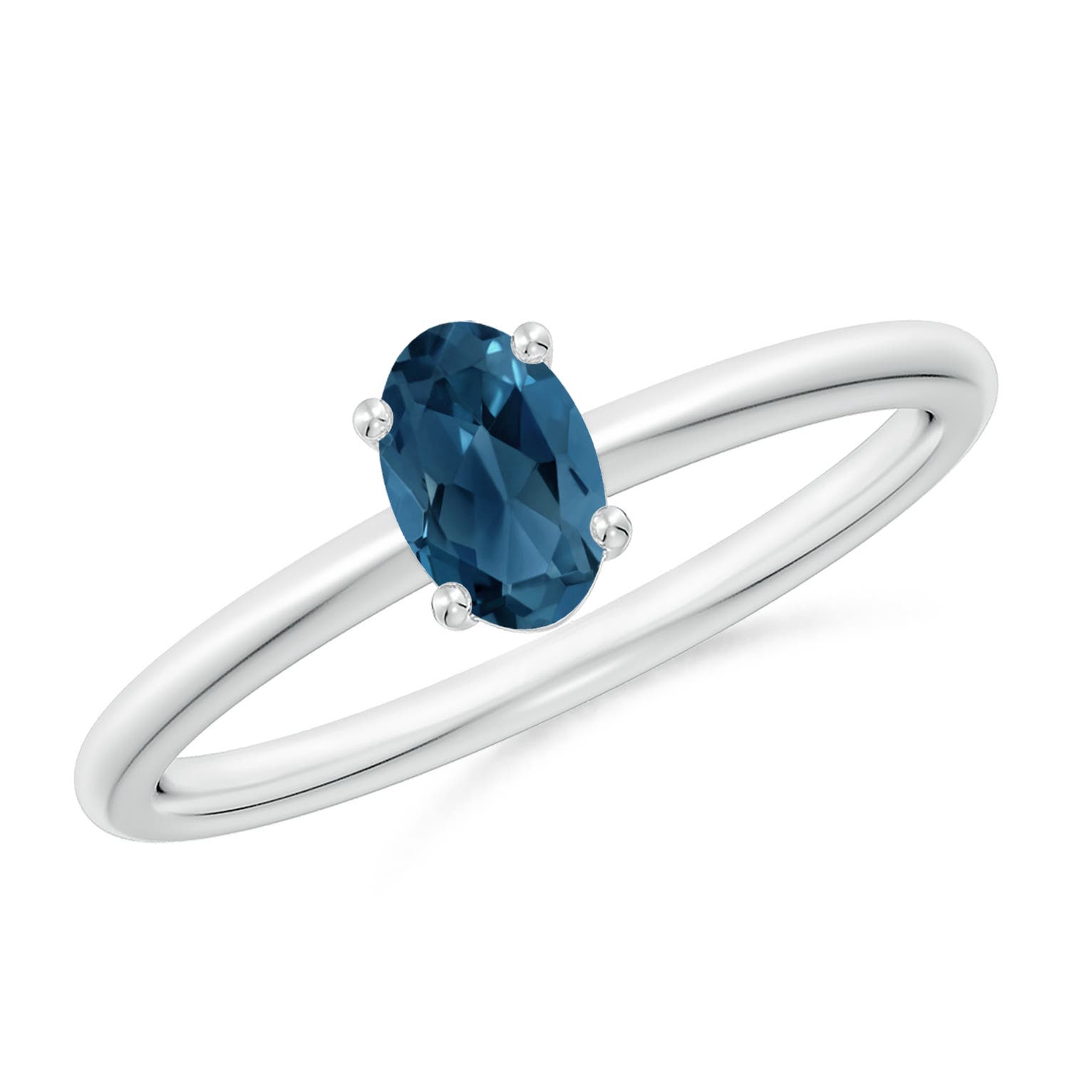 Angara 0.54 Carat Classic Solitaire Oval London Blue Topaz Promise Ring in Platinum