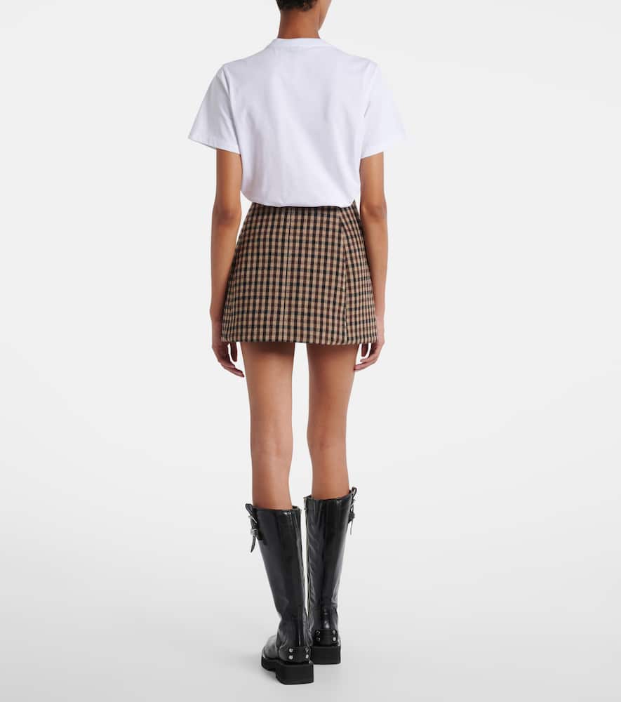 Checked wool wrap skirt