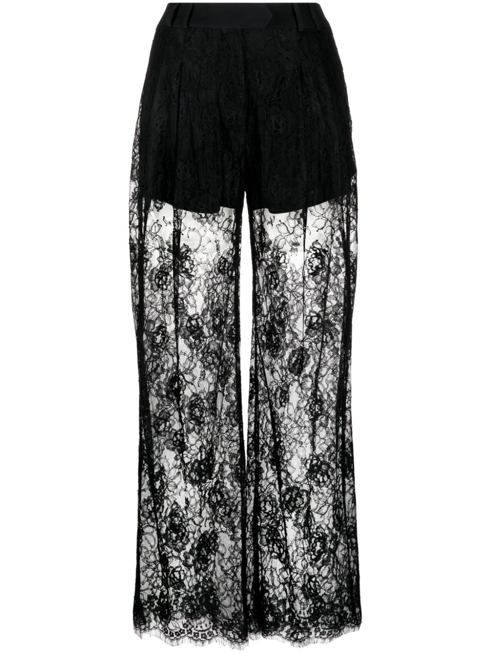 Wide-leg lace trousers - Black