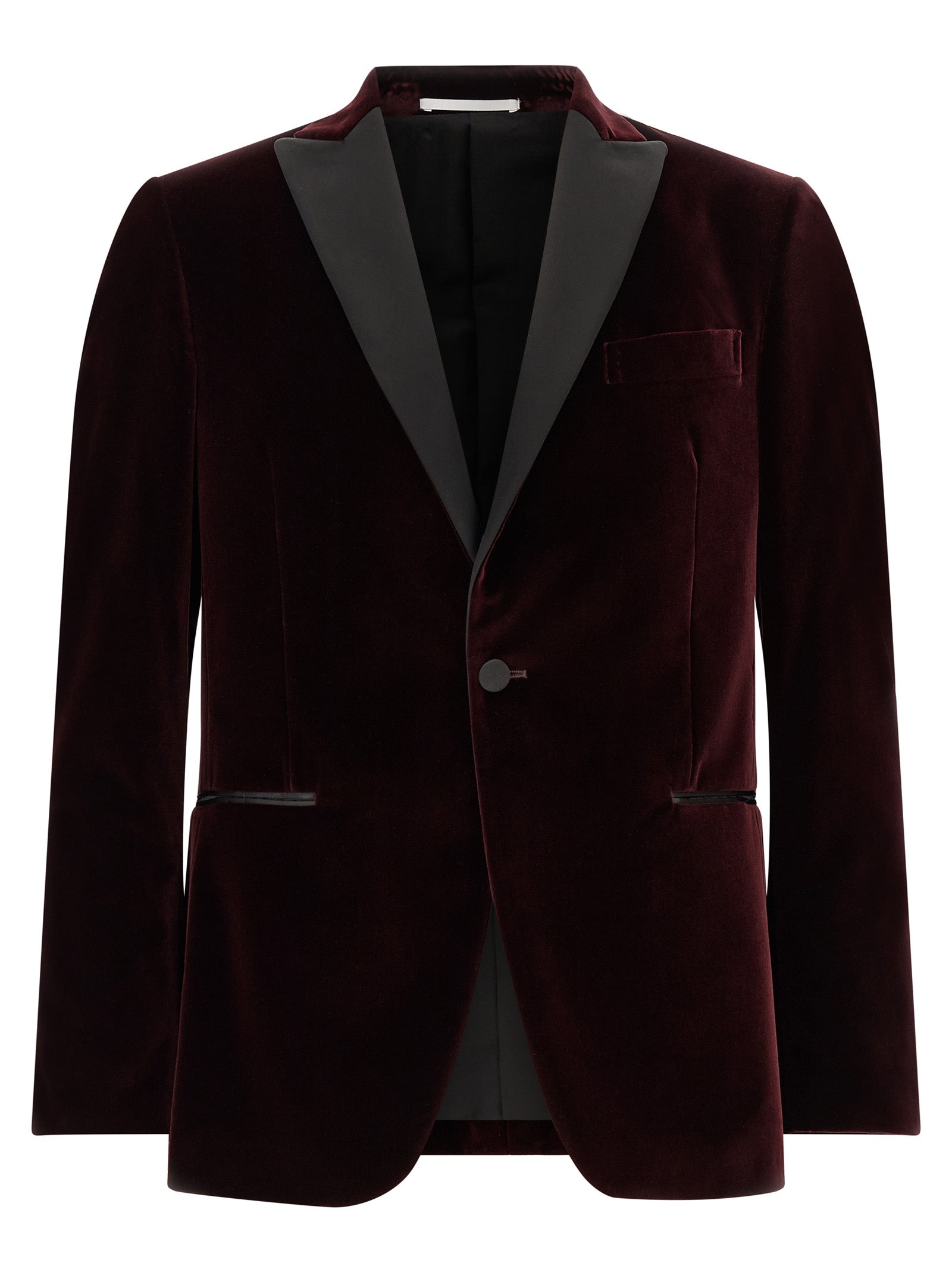 Cotton Velvet Blazer — Burgundy