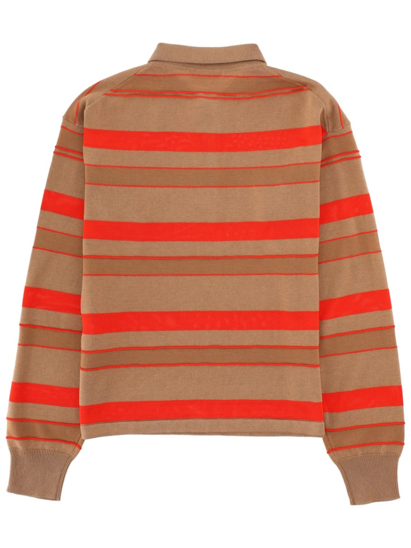 JW Anderson - polo shirt logo ribbed cuffs stripe pattern