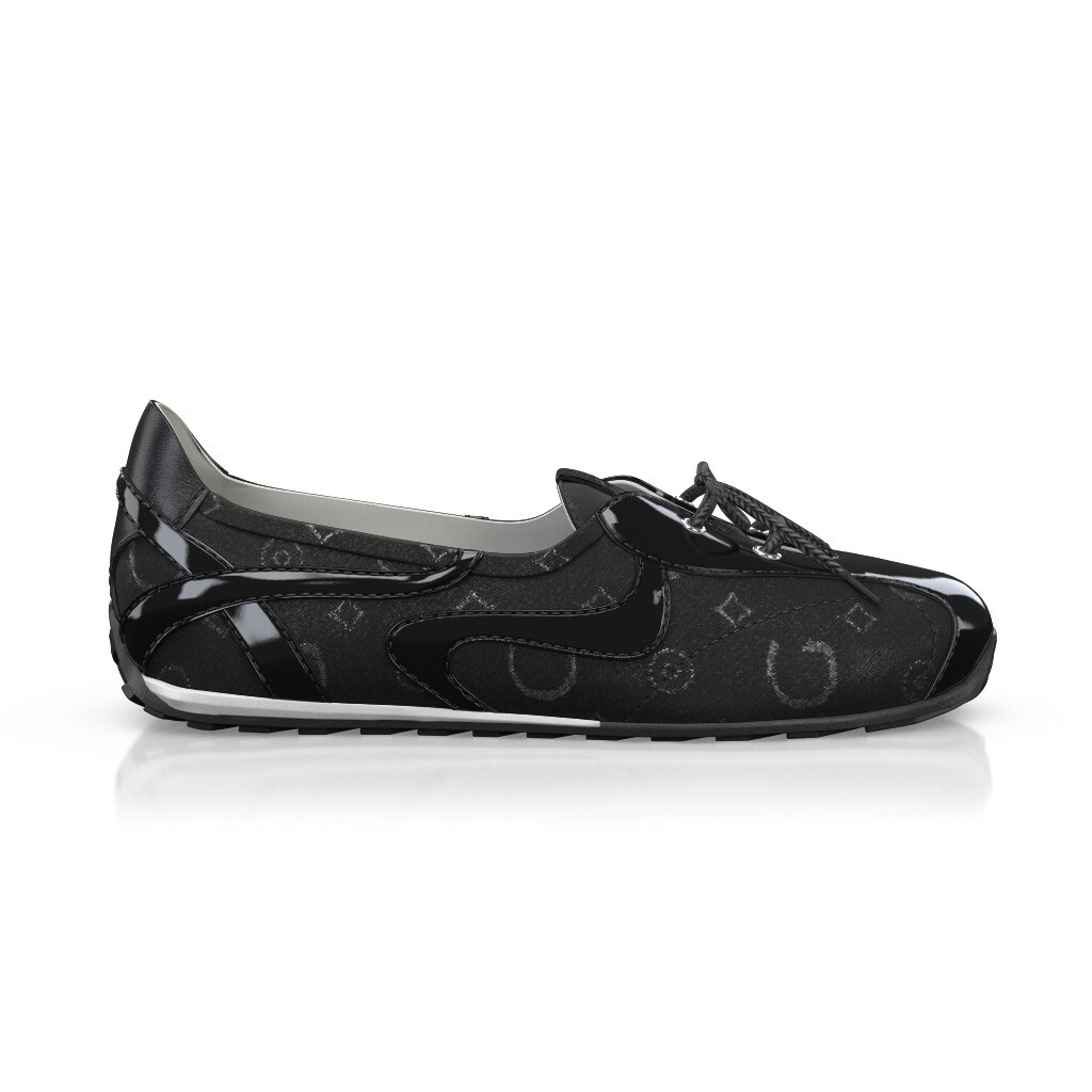 Ballerines de sport Femme Faites main en Italie en Cuir Noir - Sur Mesure, Petit, Enfiler - GIROTTI
