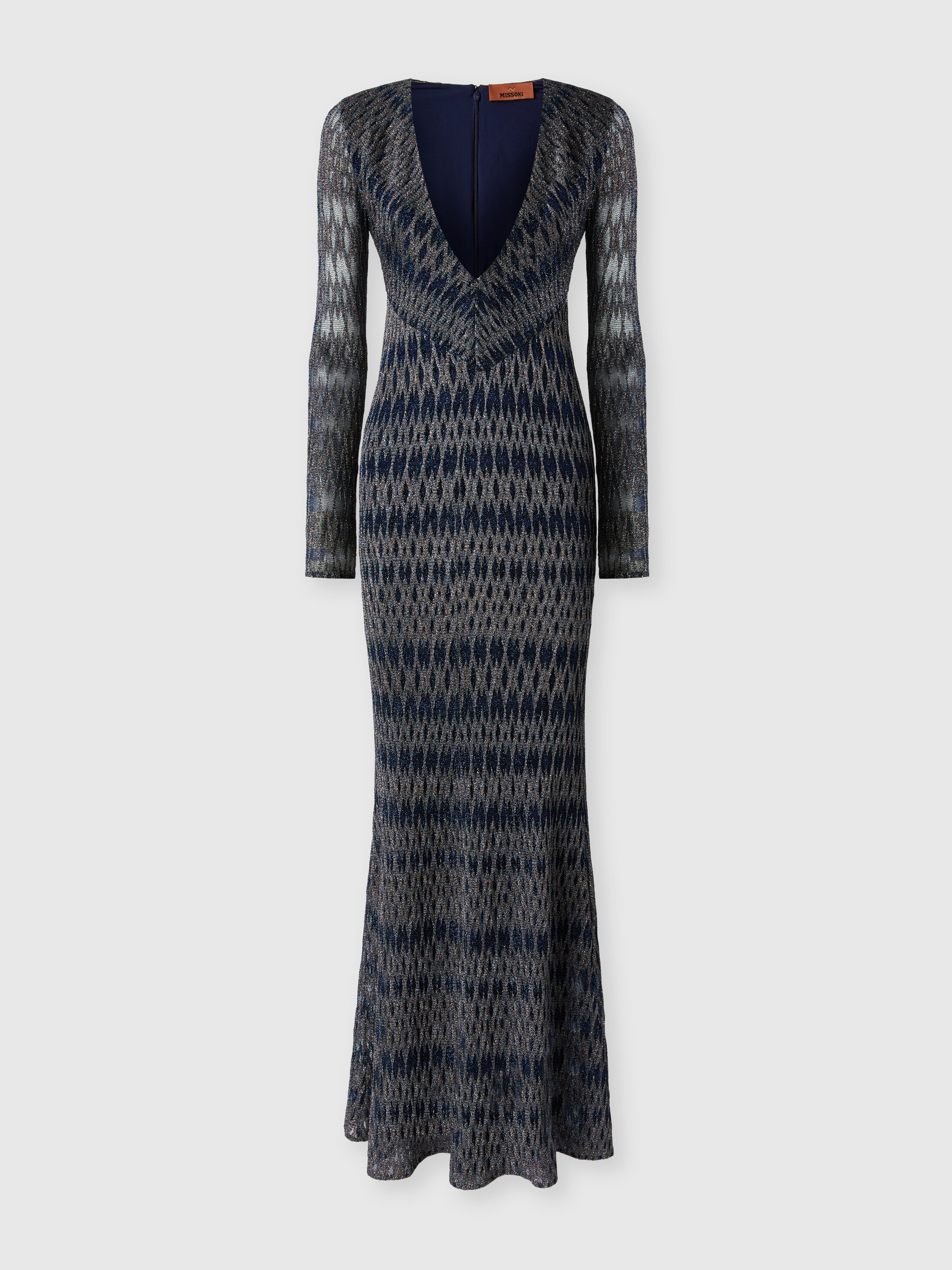 Missoni - 3D Diamond Mixed Viscose Gown, Women, Blue