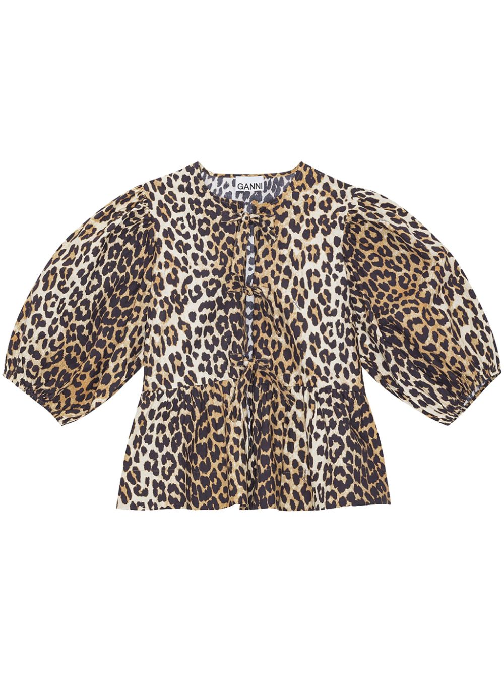Leopard-Print Organic Cotton Blouse — Brown