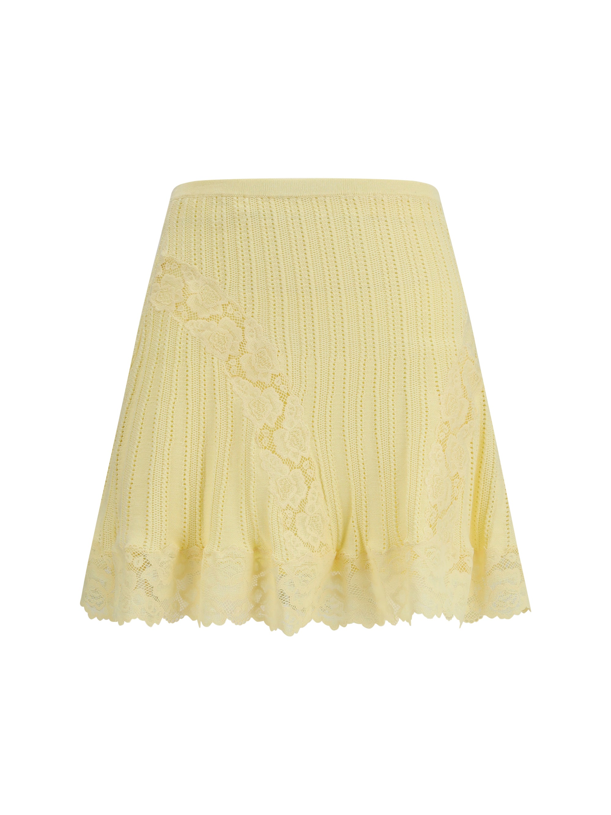 Pointelle Knit with Lace Skirt — Yellow