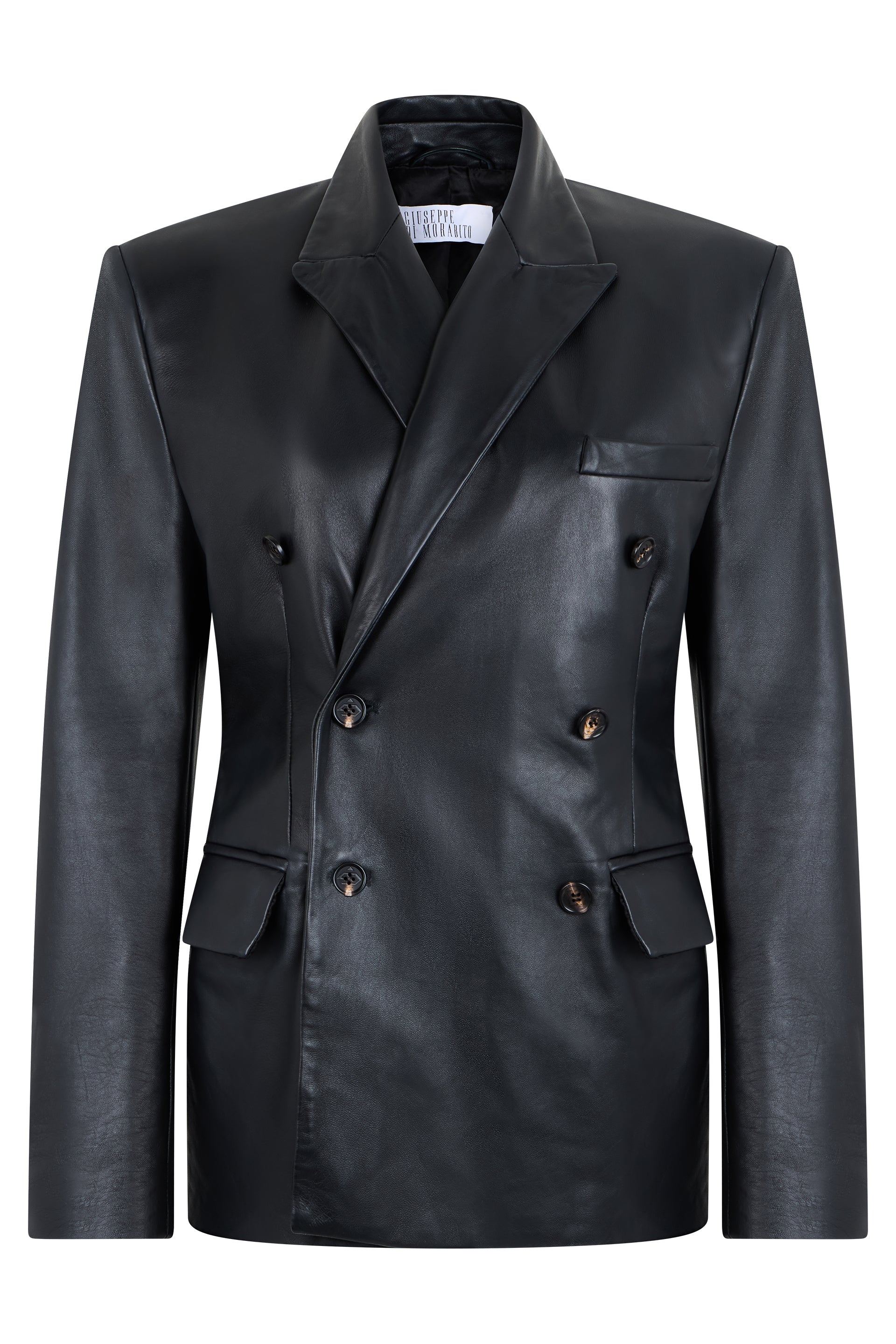 Double-Breasted Leather Blazer