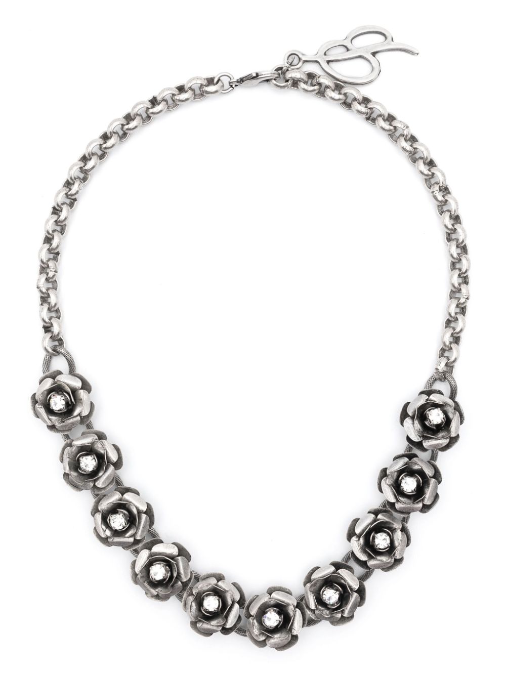 Crystal-embellished polished-finish necklace - Silver