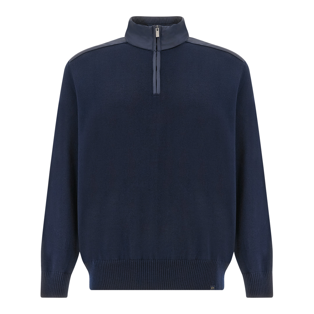 Half-zip sweater in Soft Cool Touch wool with Typhoon®® Re-4x4 Stretch details, Man, Blue