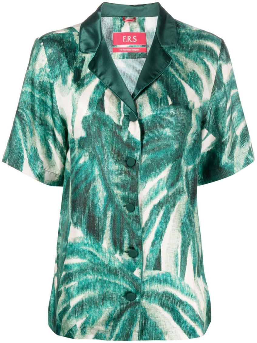 Green Printed Silk Pajama Shirt
