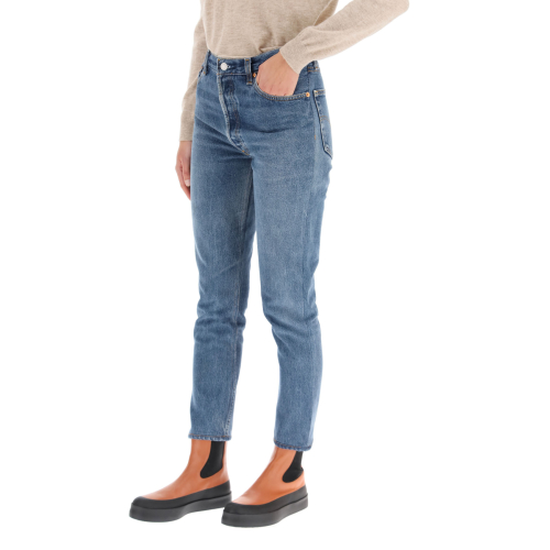 High-rise cropped jeans - Blue