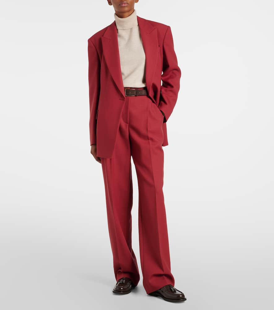 High-rise wool straight pants