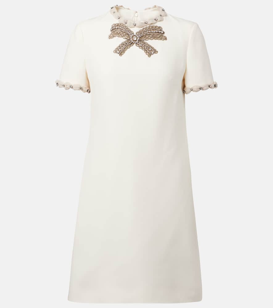 Embellished wool and silk minidress