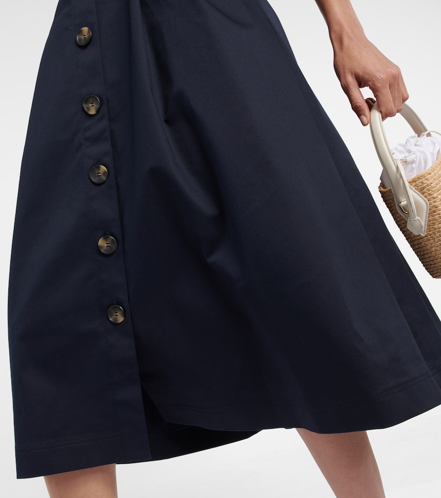 Belted cotton-blend midi dress