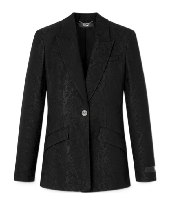 Pattern-Jacquard Single-Breasted Blazer
