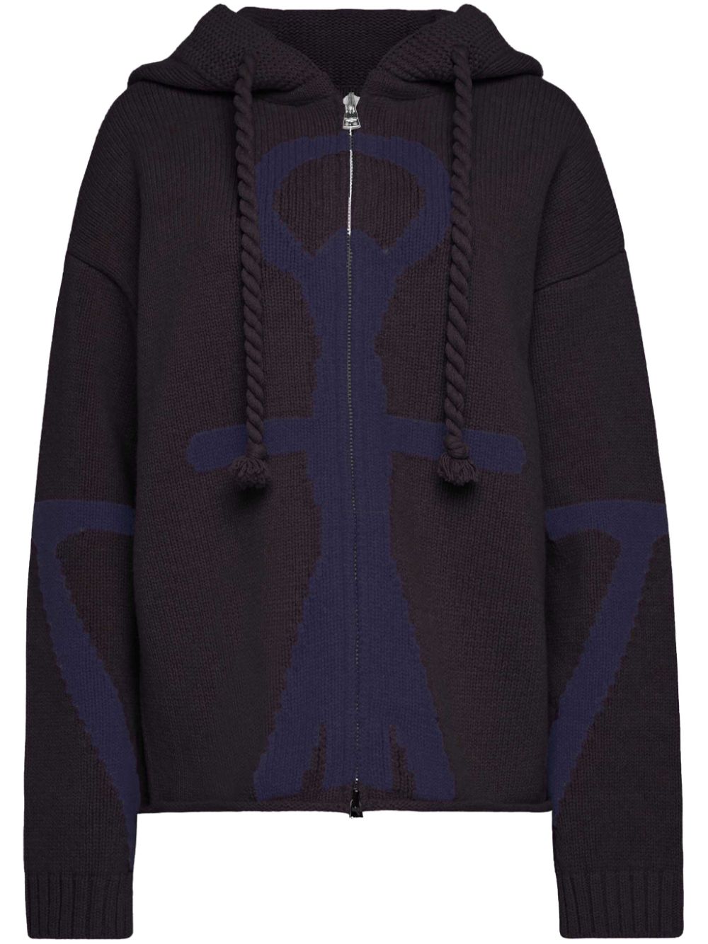 Anchor-intarsia hoodie - Black