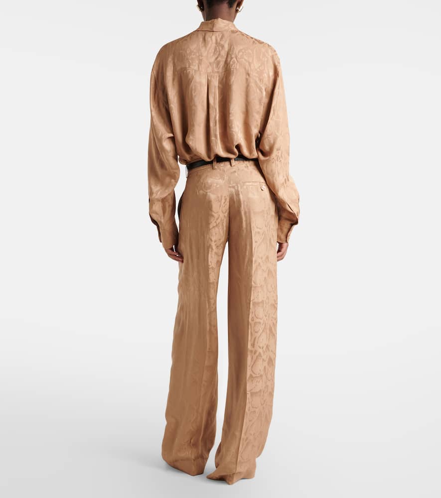 Silk-blend wide-leg pants