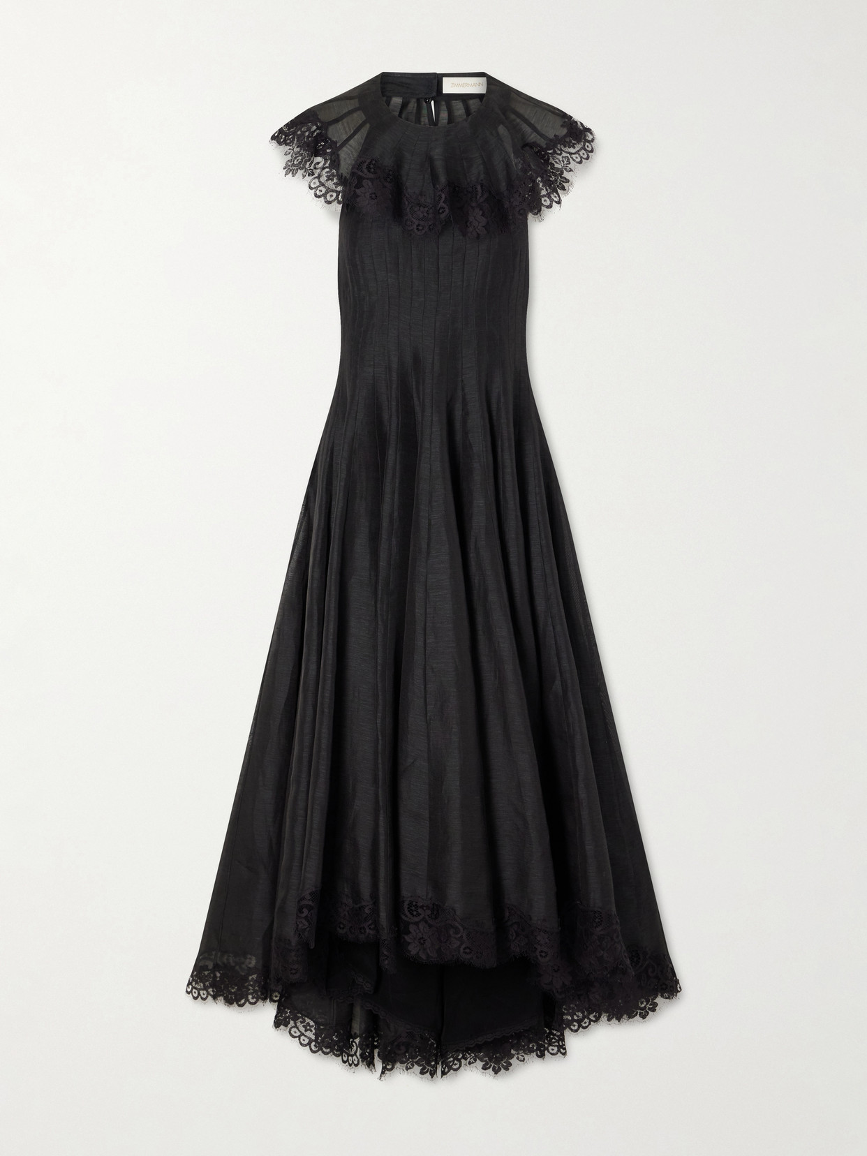 Ascent Flutter Lace-trimmed Linen And Silk-blend Gown