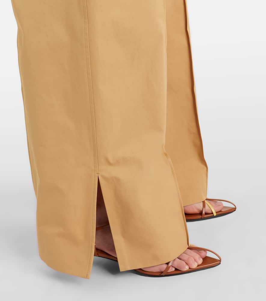 Cotton drill wide-leg pants