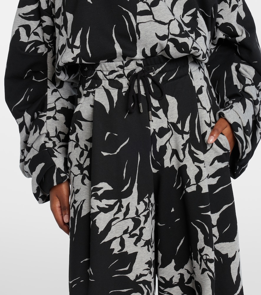 Floral pleated cotton jersey sweatpants