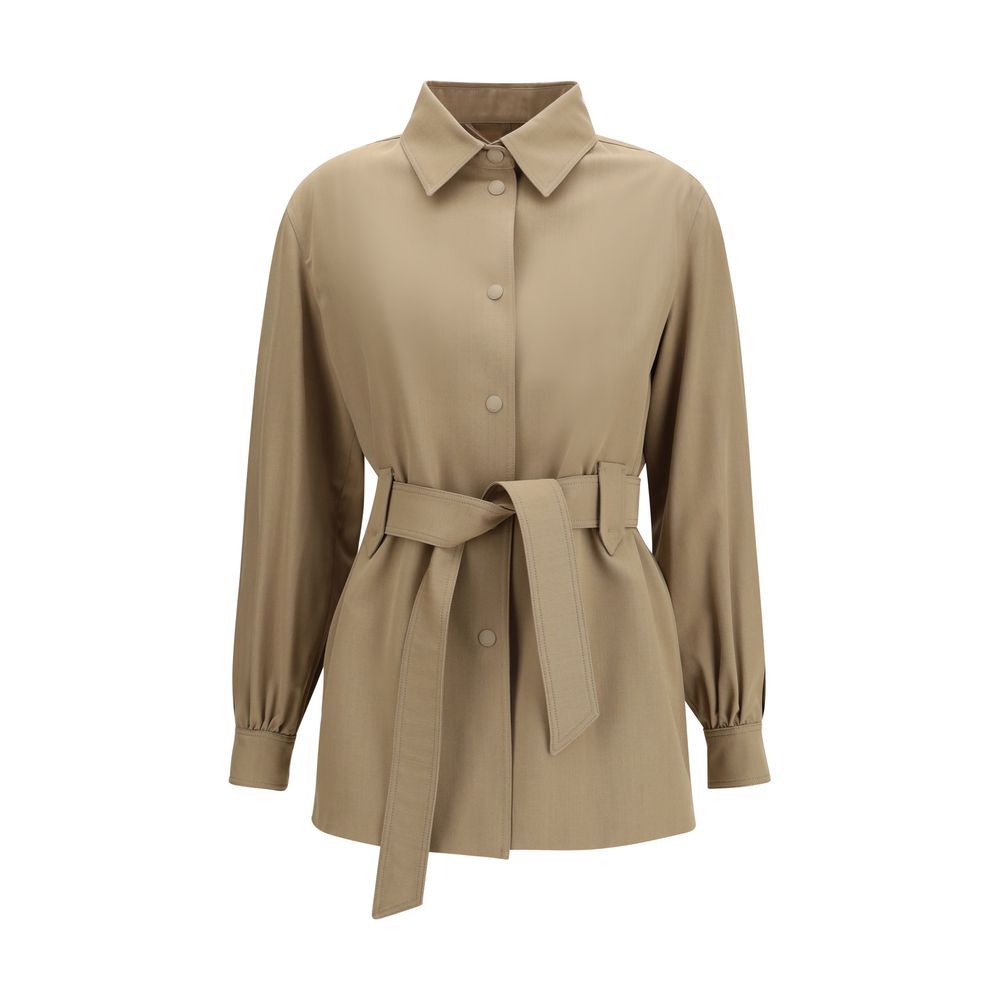 Virgin Wool Shirt-Jacket Jacket — Brown