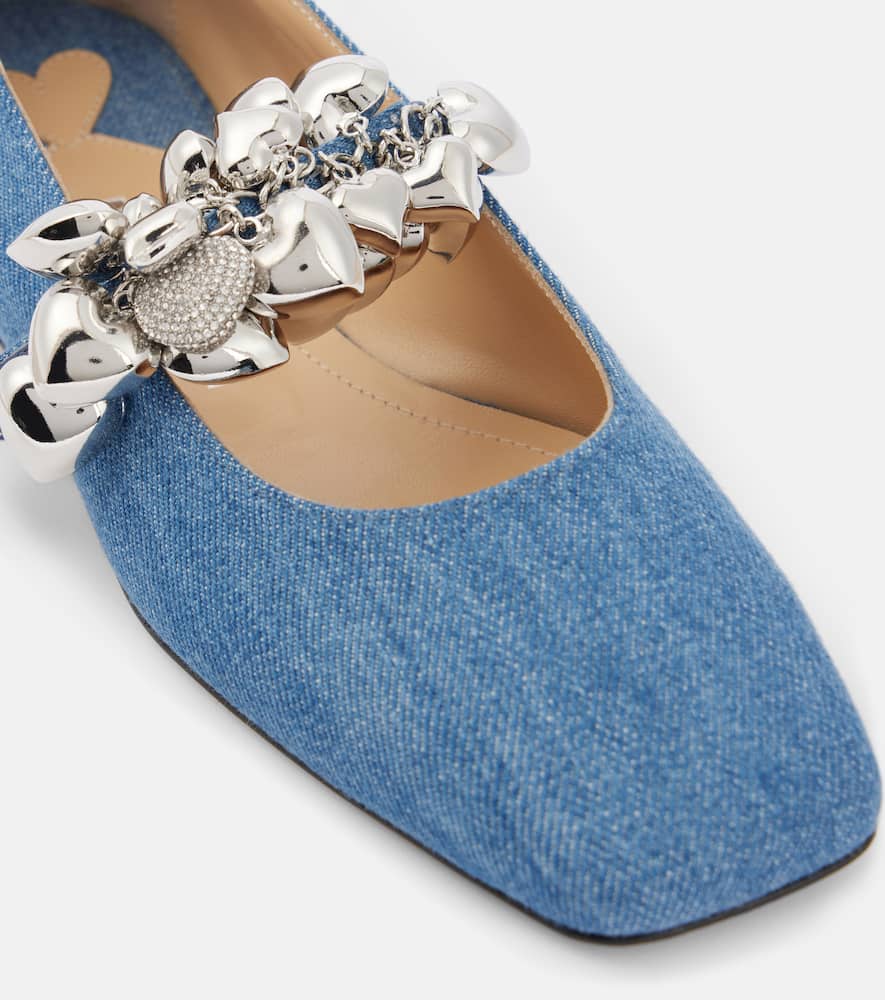 Puffy Heart denim Mary Jane flats