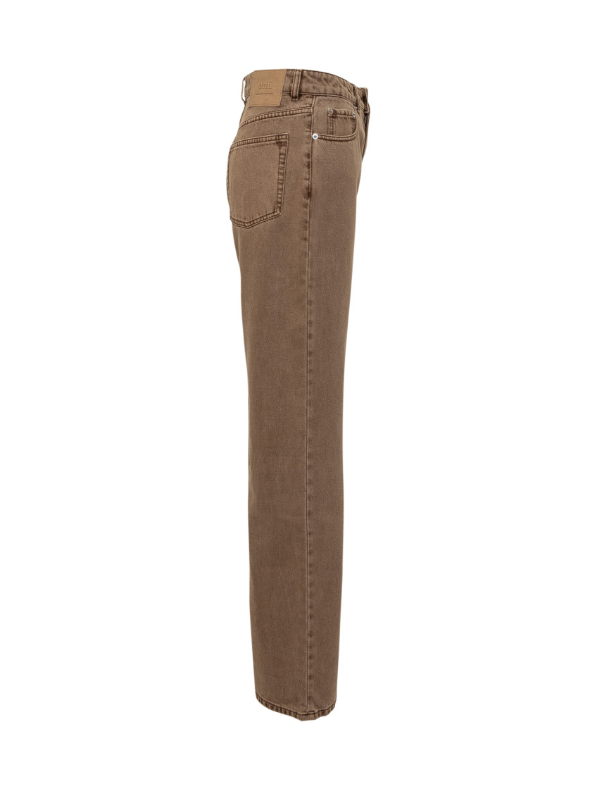 Brown Straight Mid Rise Jeans