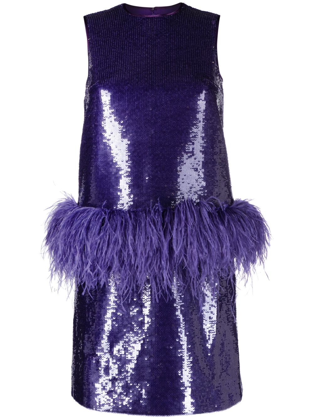 Aura feather-embellished minidress - Purple
