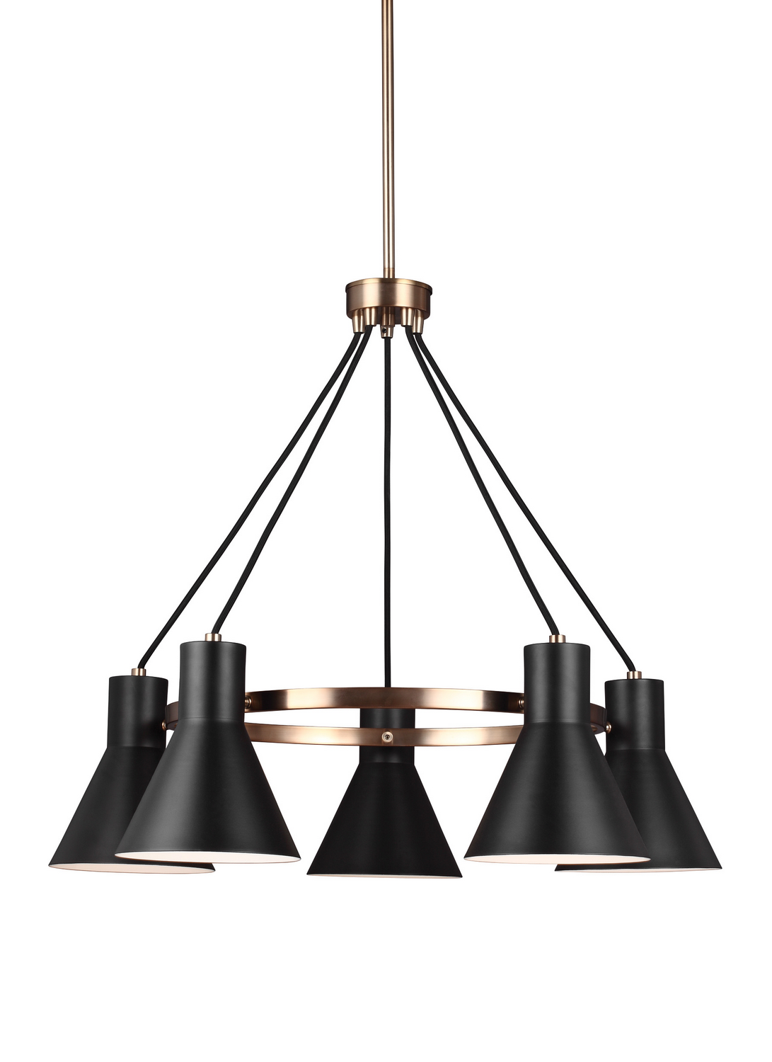 Satin Brass Five Light Chandelier from the Towner Collection
