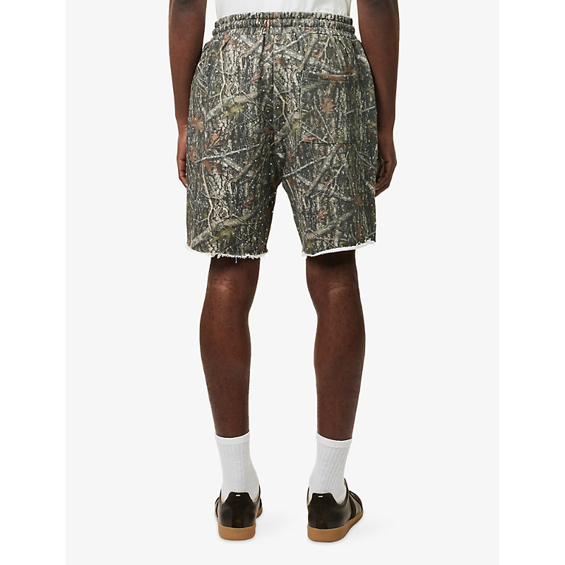 Mens Camo Rhinestone Cotton Shorts