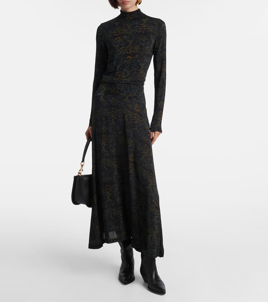Paola printed jersey maxi skirt
