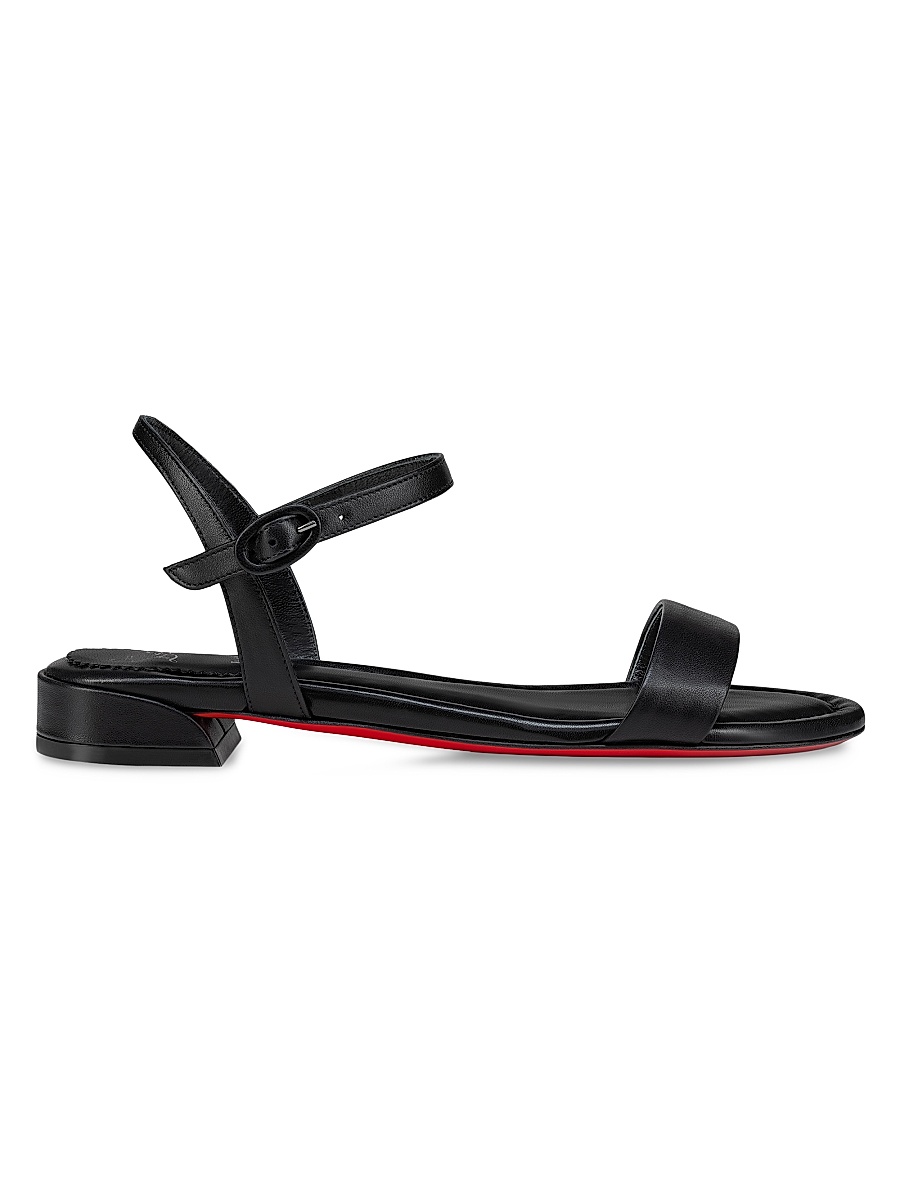 Women's Sweet Jane Nappa Leather Flat Sandals - Black