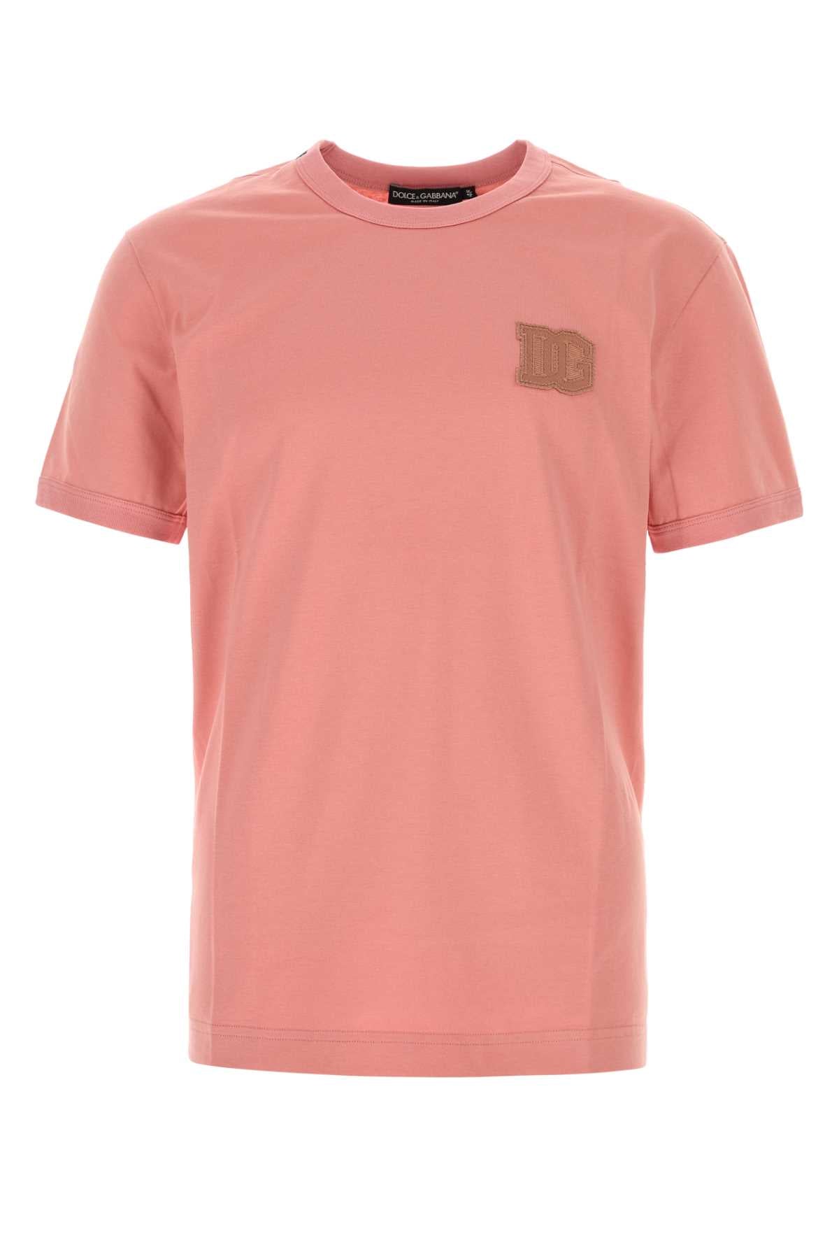 Logo-Embroidered Cotton T-Shirt — Pink