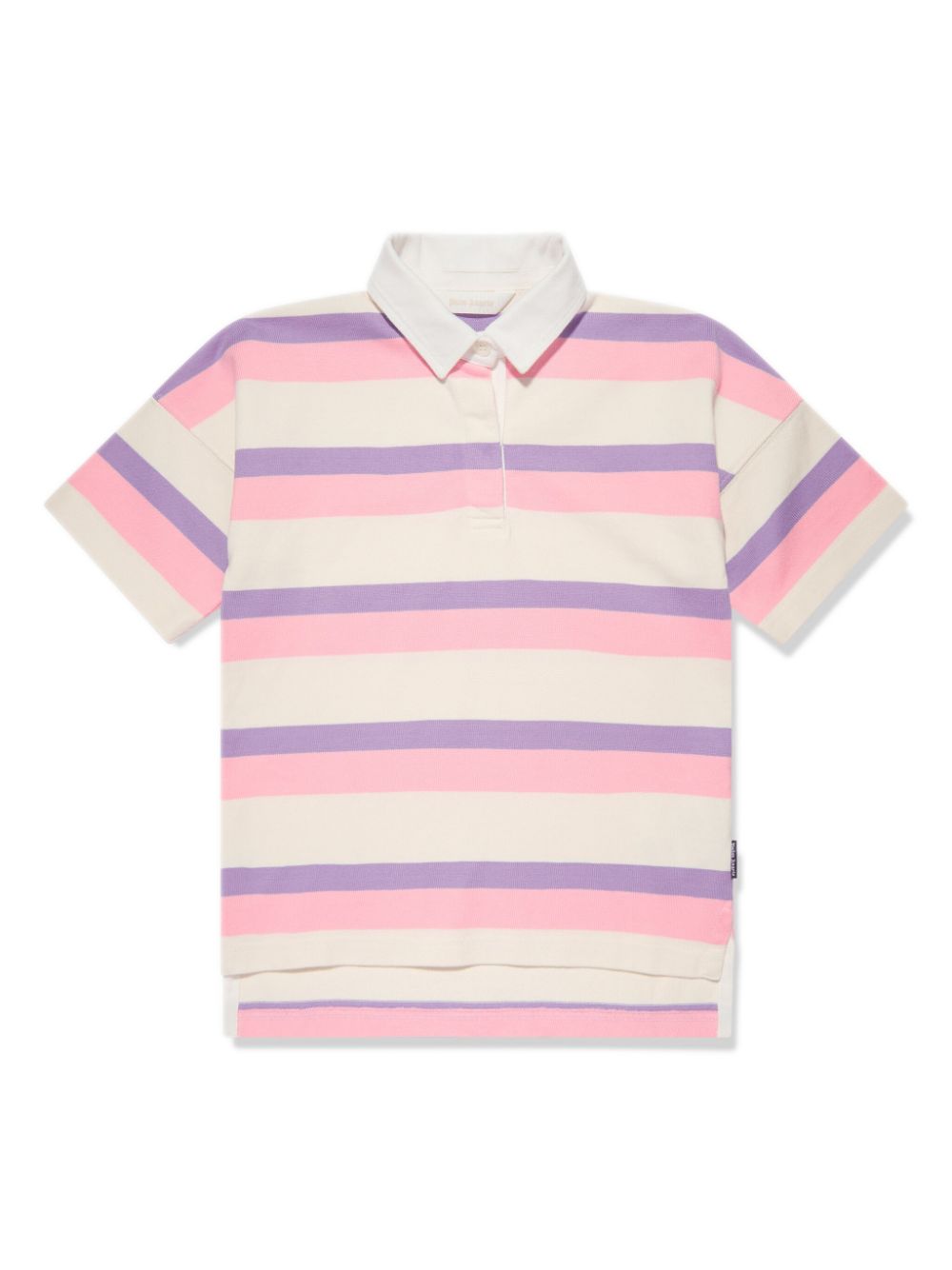 Stripe-print logo-print polo shirt - Pink