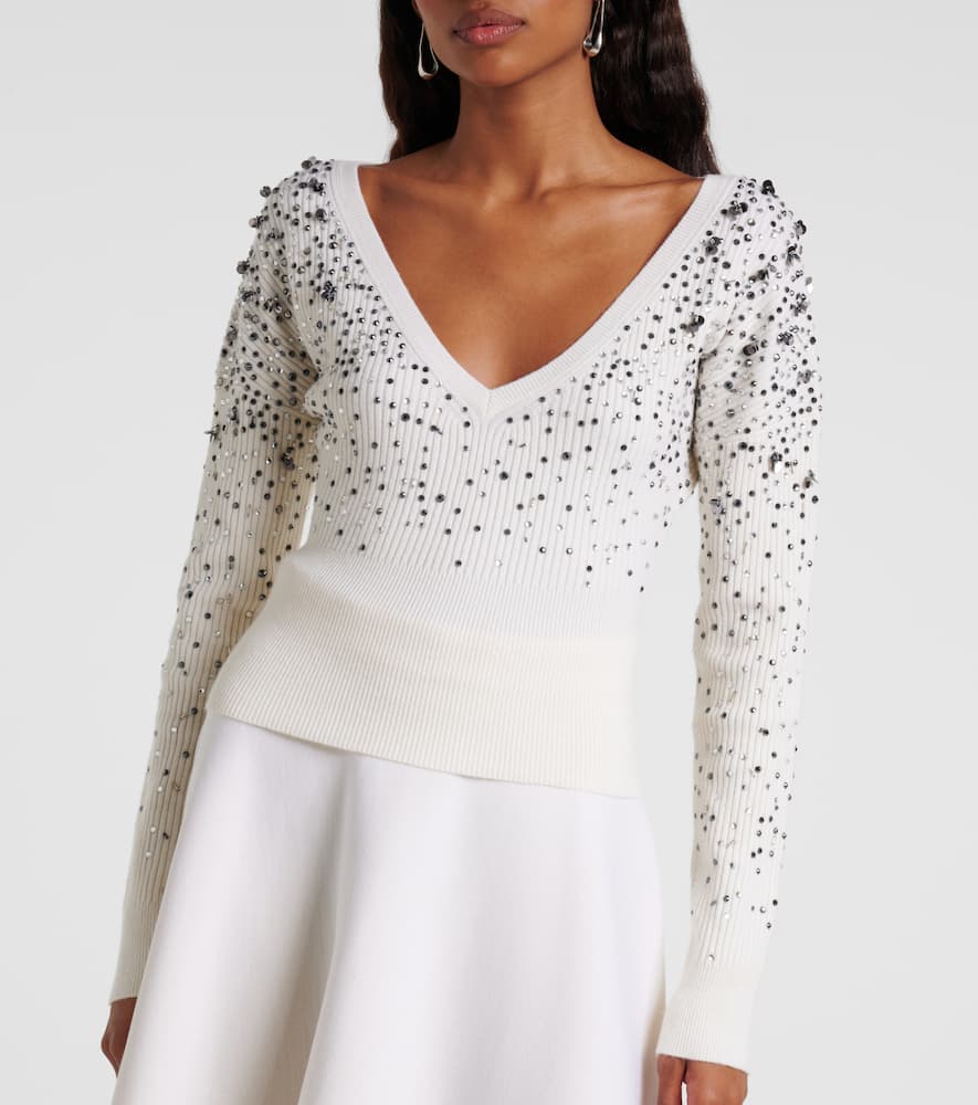 Gang embellished wool-blend sweater