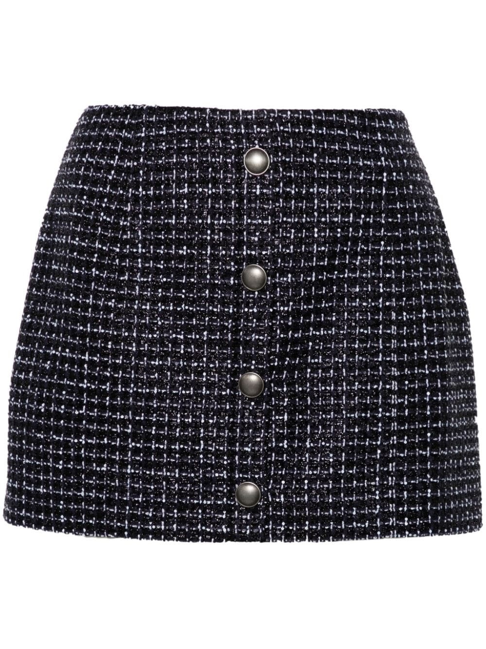 - Sequin Checked Tweed Mini Skirt