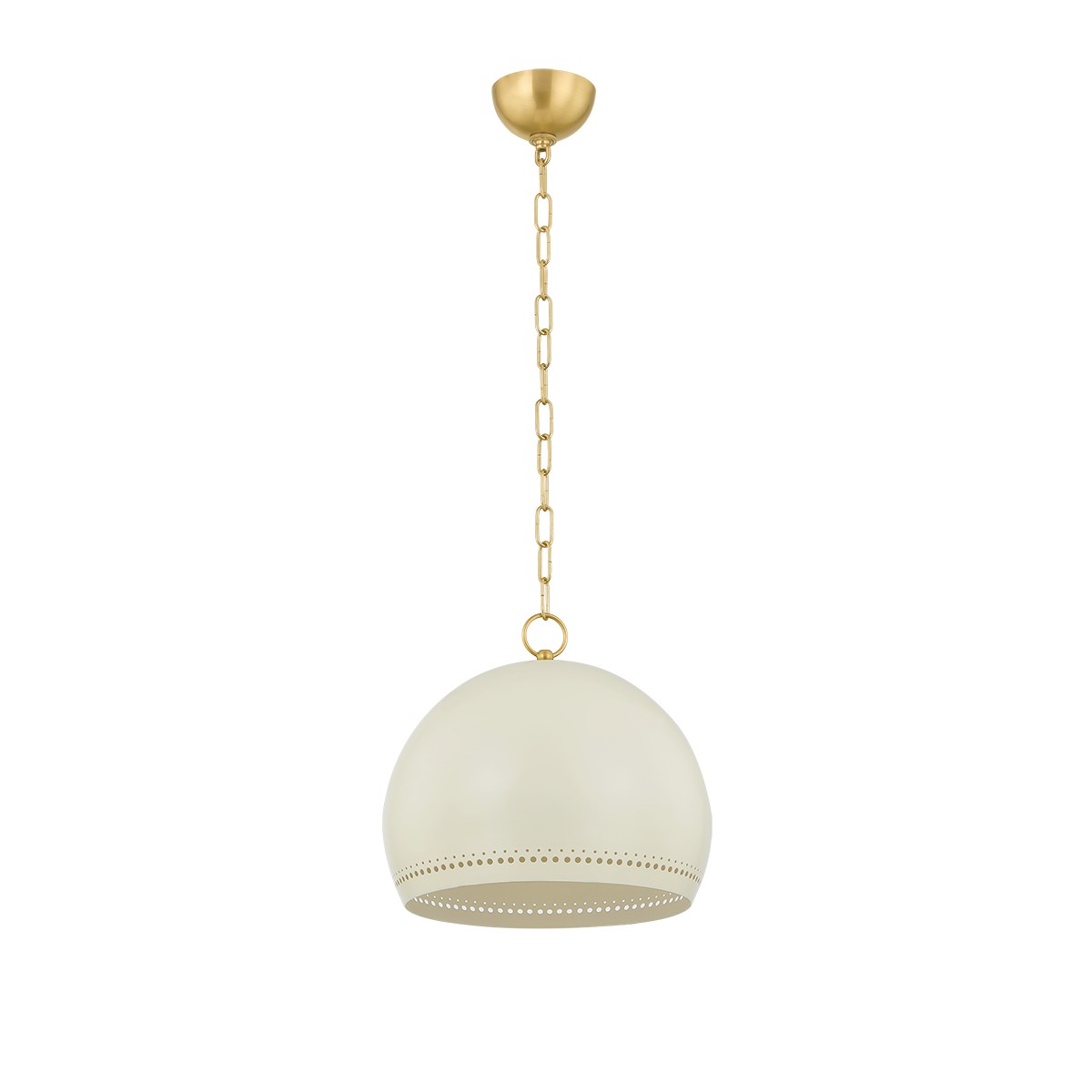 Etna 1-Light Pendant in Aged Brass with Soft Crea