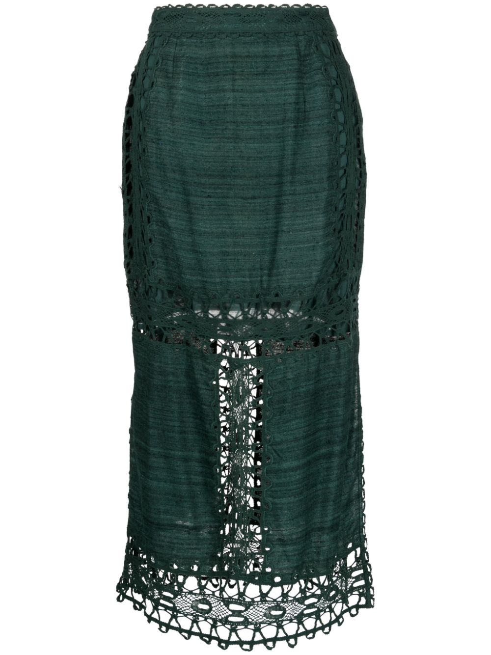 High-waisted lace skirt - Green