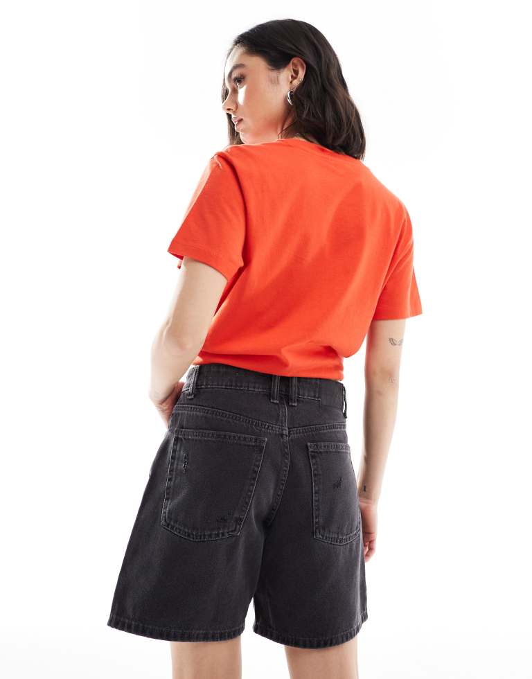 Cotton On Womens relaxed denim short in vintage black worn
