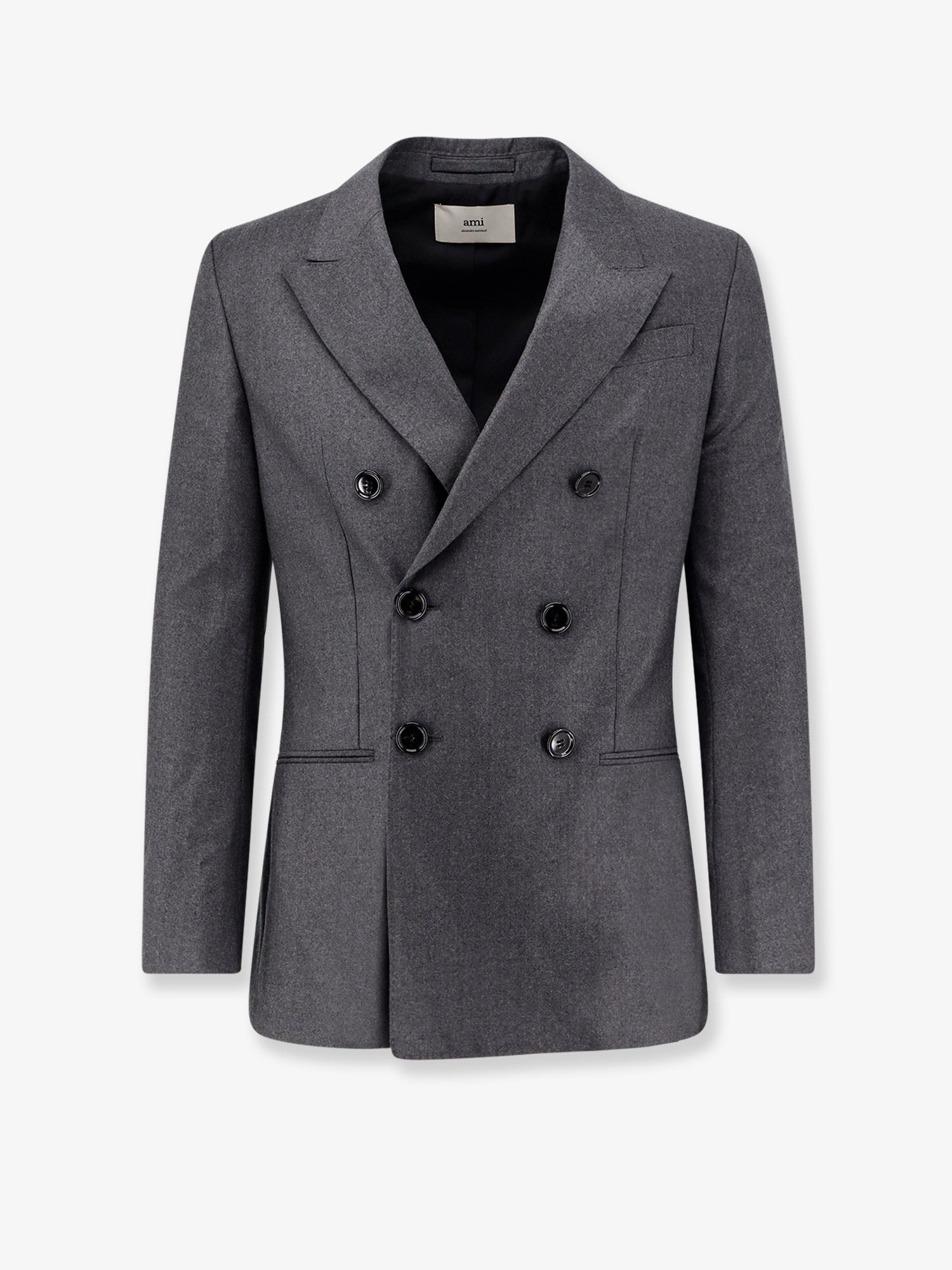 Double-Breasted Virgin Wool Blazer — Gray