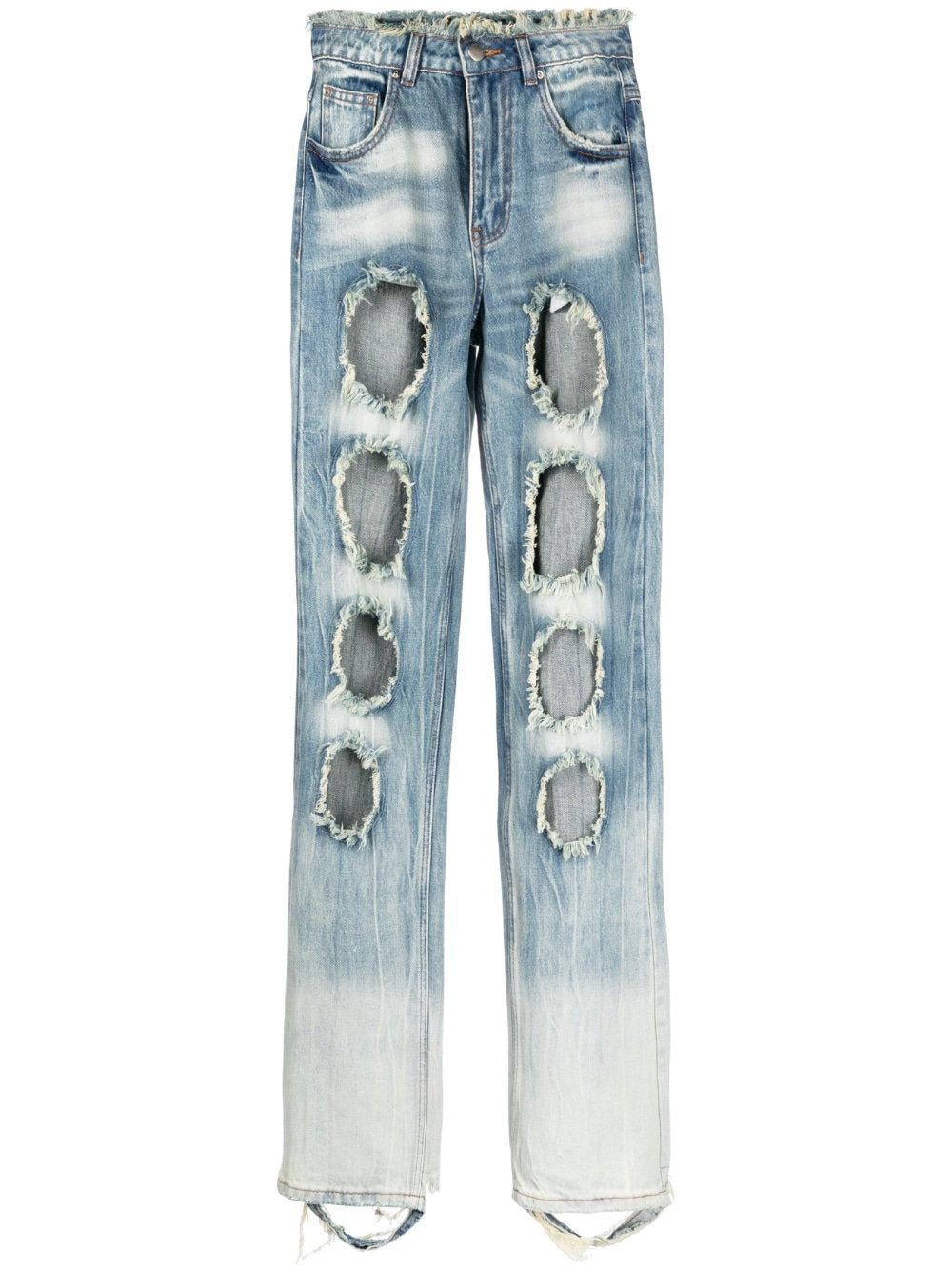 Cut-Out Distressed Jeans — Light Blue