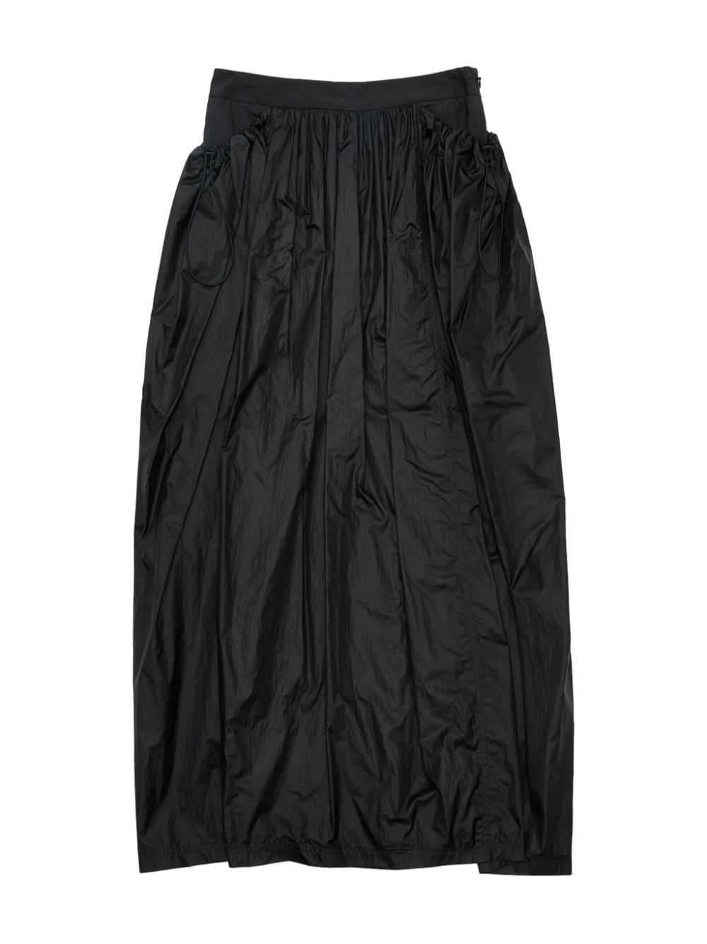 Shirred-effect layered maxi skirt - Black