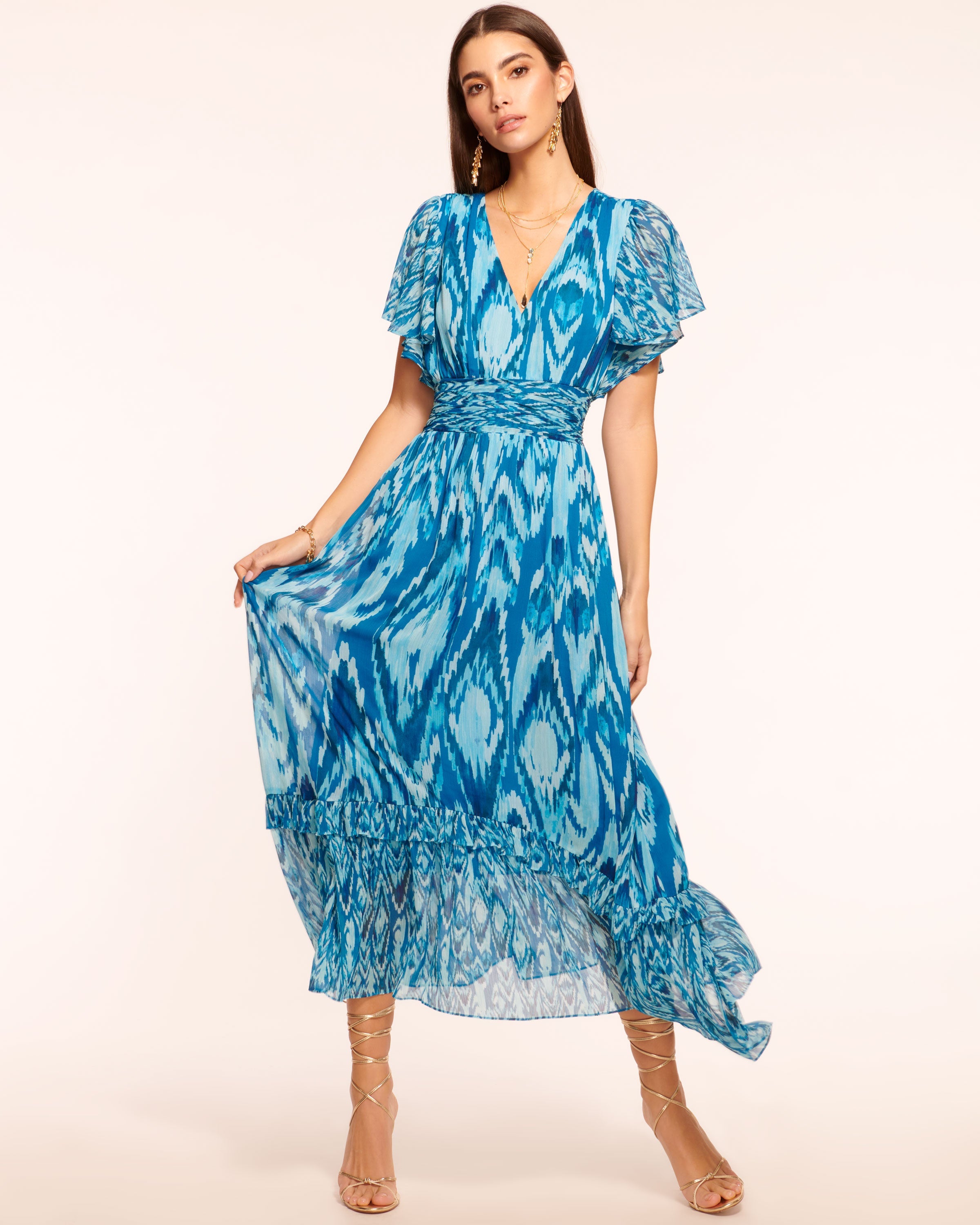 Joanie Short Sleeve Maxi Dress in Pink Petunia