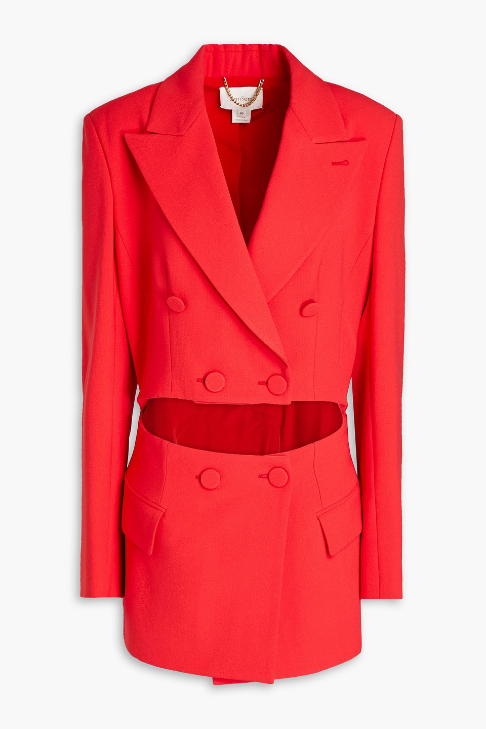 Double-breasted cutout crepe peplum blazer - Red - IT 46