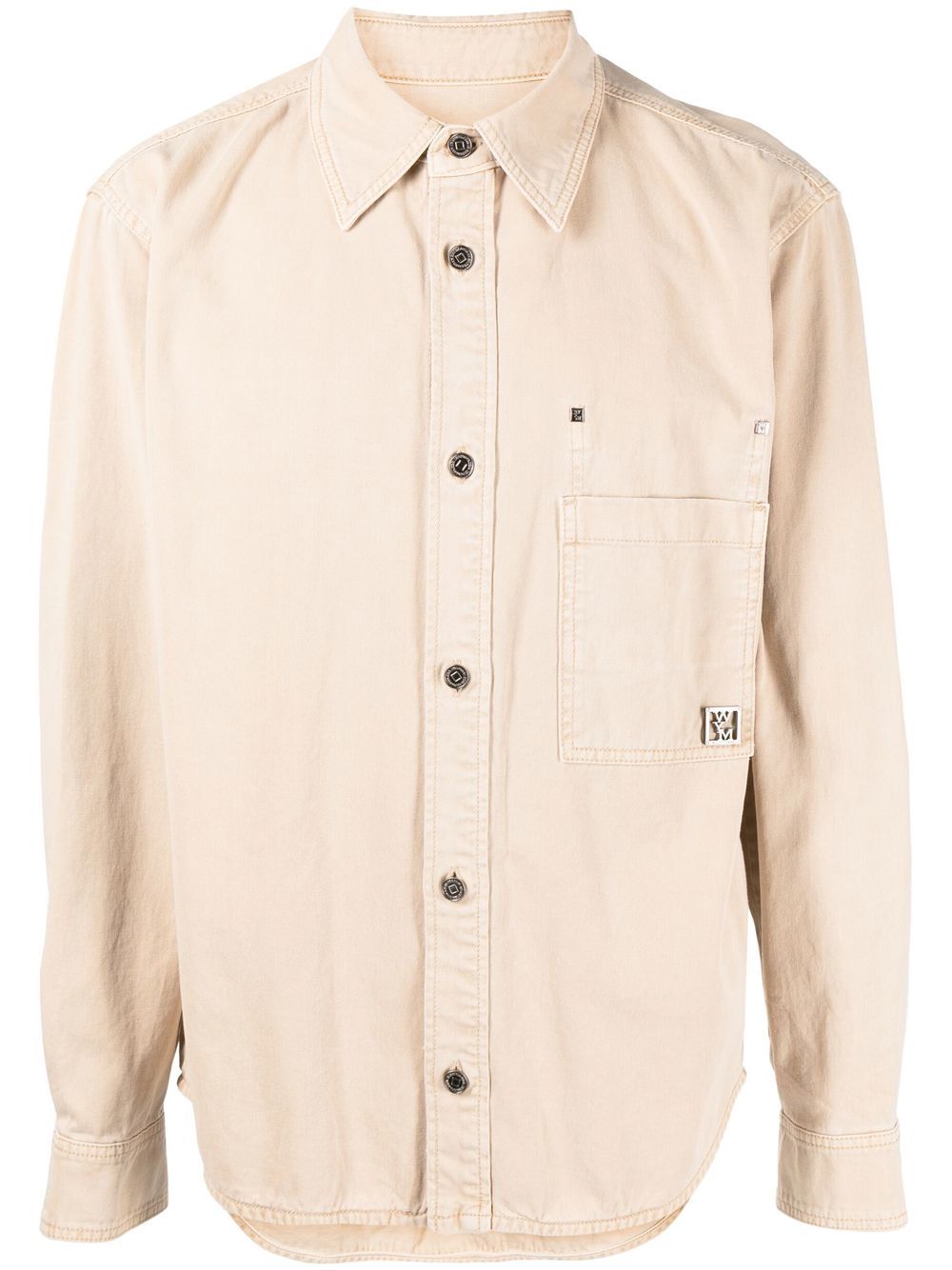 Logo-plaque cotton shirt - Brown