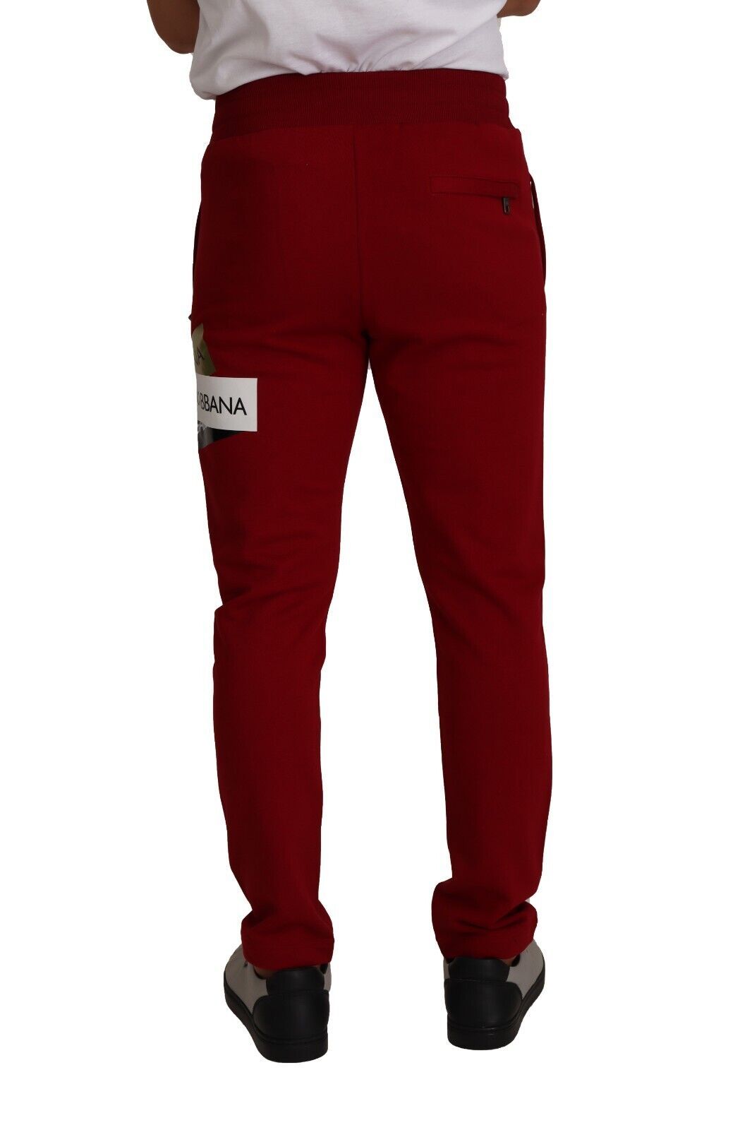 Logo Patch Cotton Jogging Pants — Red