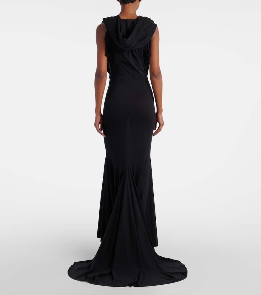 Hooded silk-blend jersey maxi dress