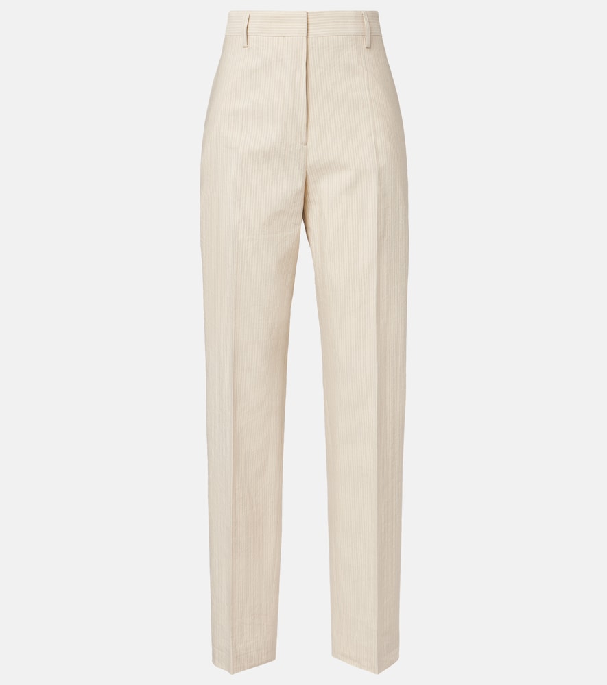 Pilar striped cotton-blend wide-leg pants