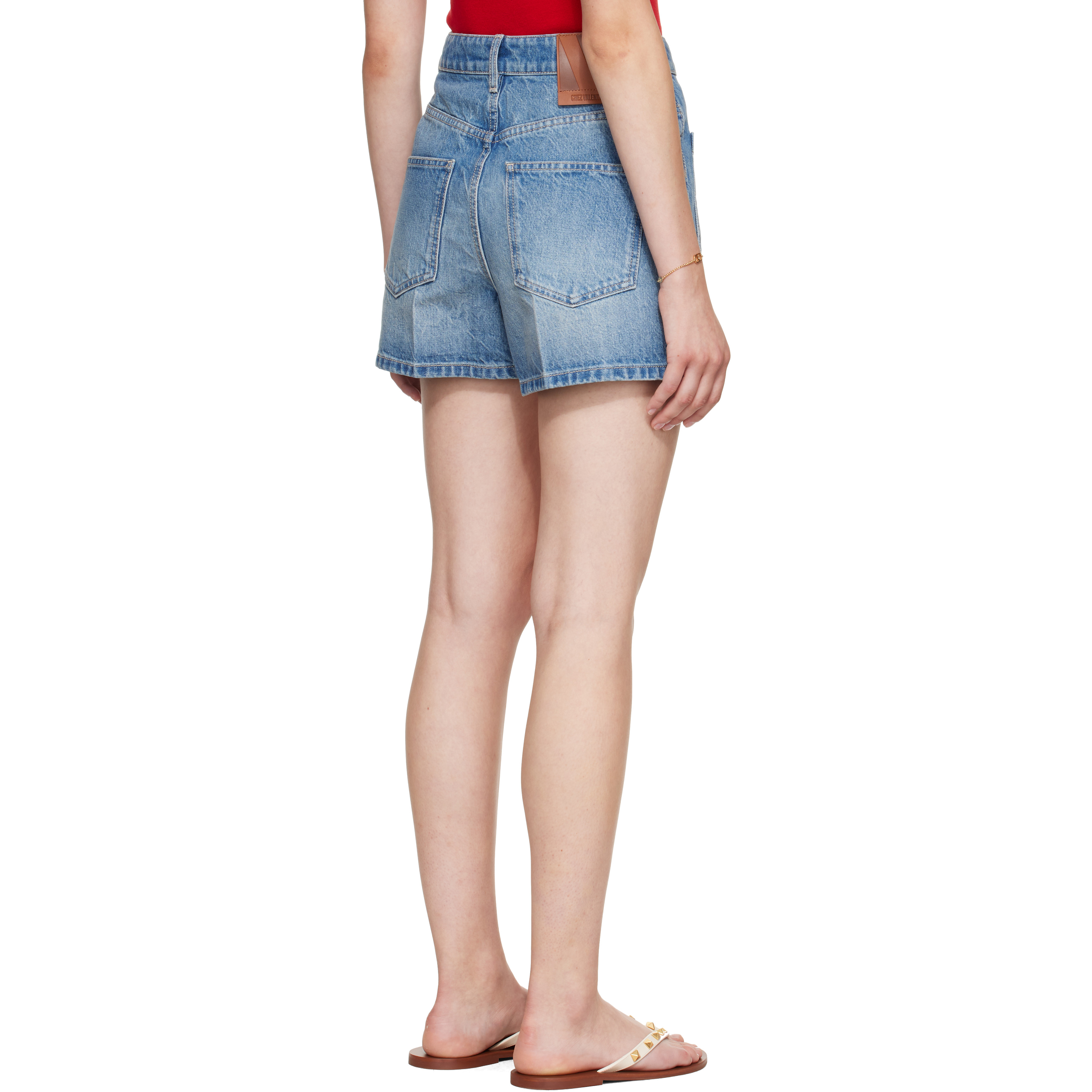 Blue Patch Pocket Denim Shorts