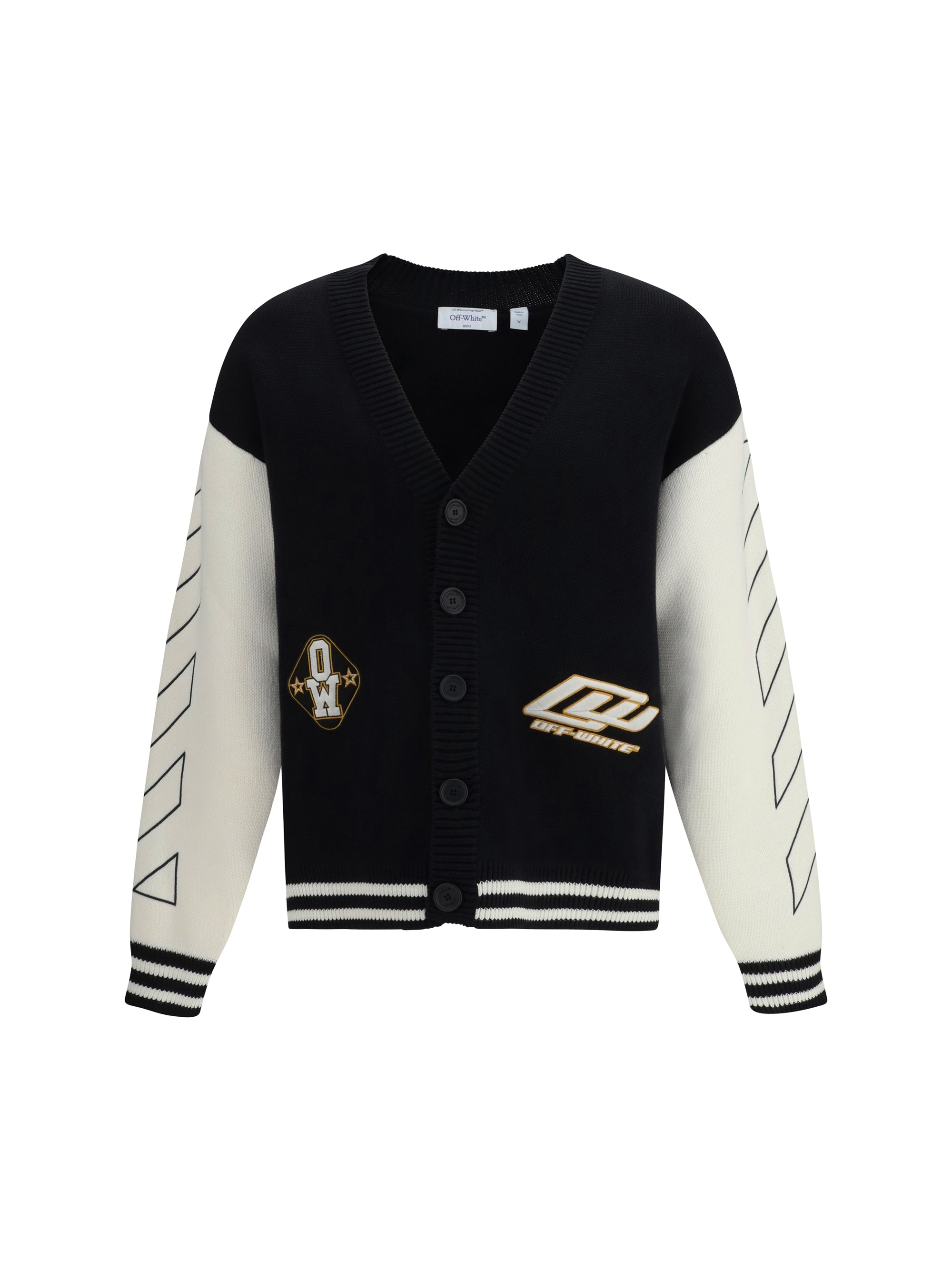 Star Logo Diagonal Varsity Cardigan — Black