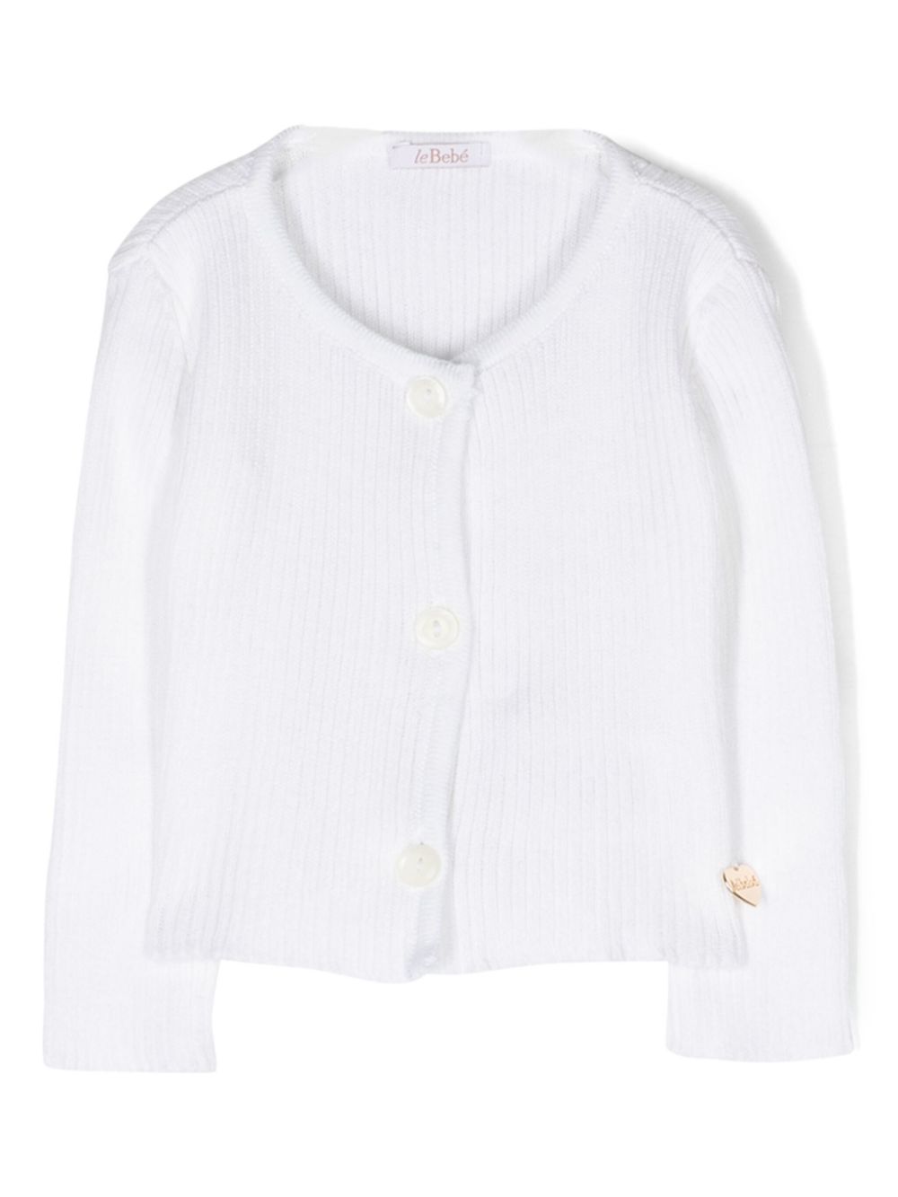 Logo-plaque ribbed-knit cardigan - White